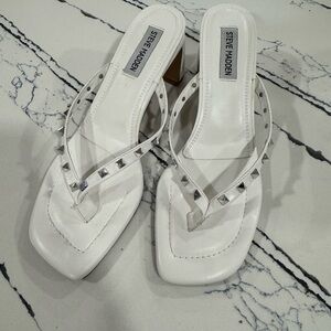 Steve Madden White Studded Sandals Size Women's 8.5